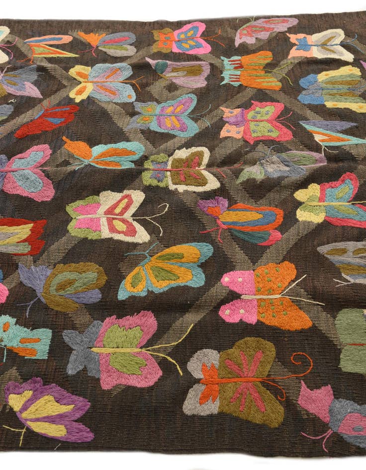 Detail image of  5' 2 x 7' 10  Hand Woven Kilim Suzani Wool Rug