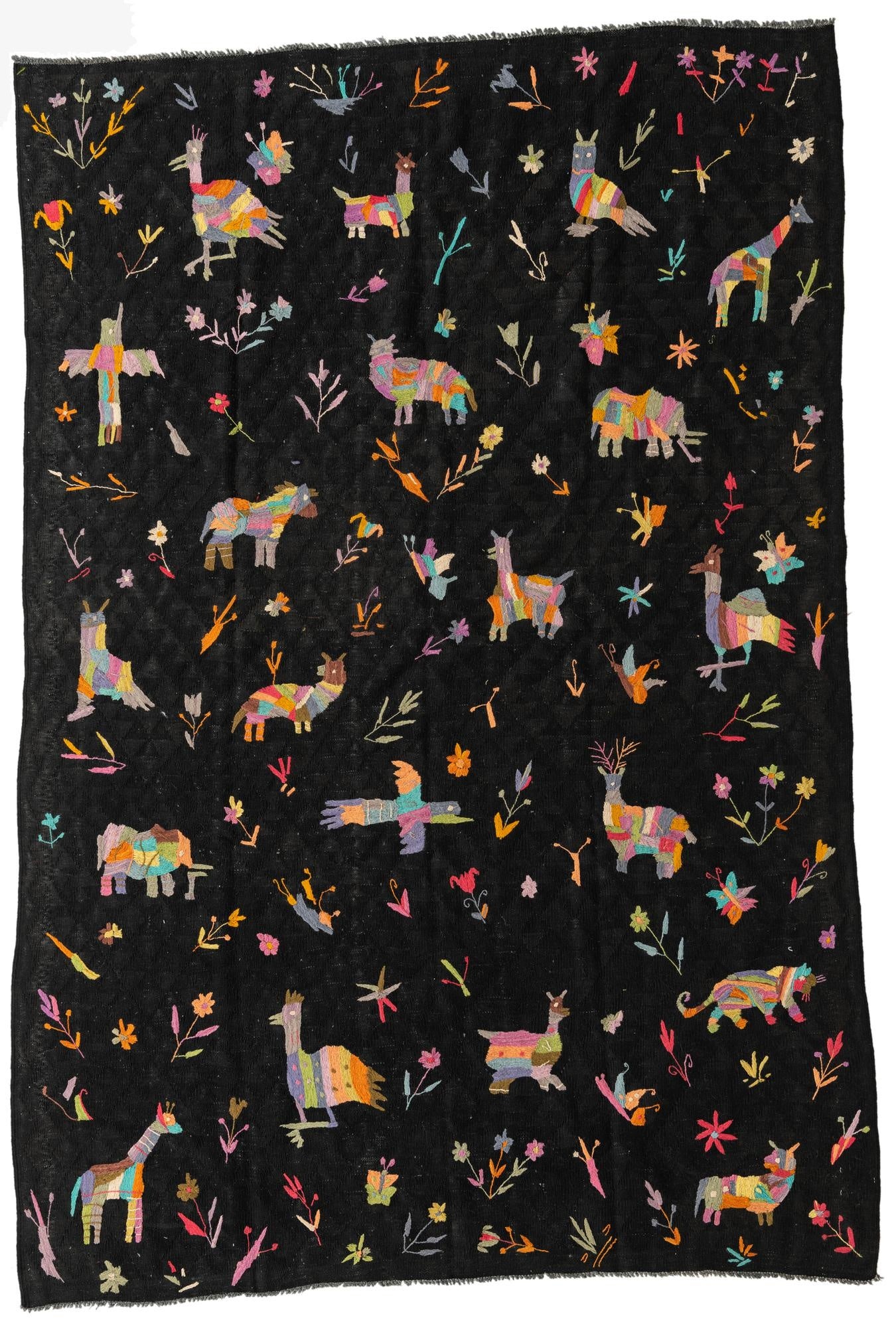  6' 3 x 9' 4  Hand Woven Kilim Suzani Wool Rug