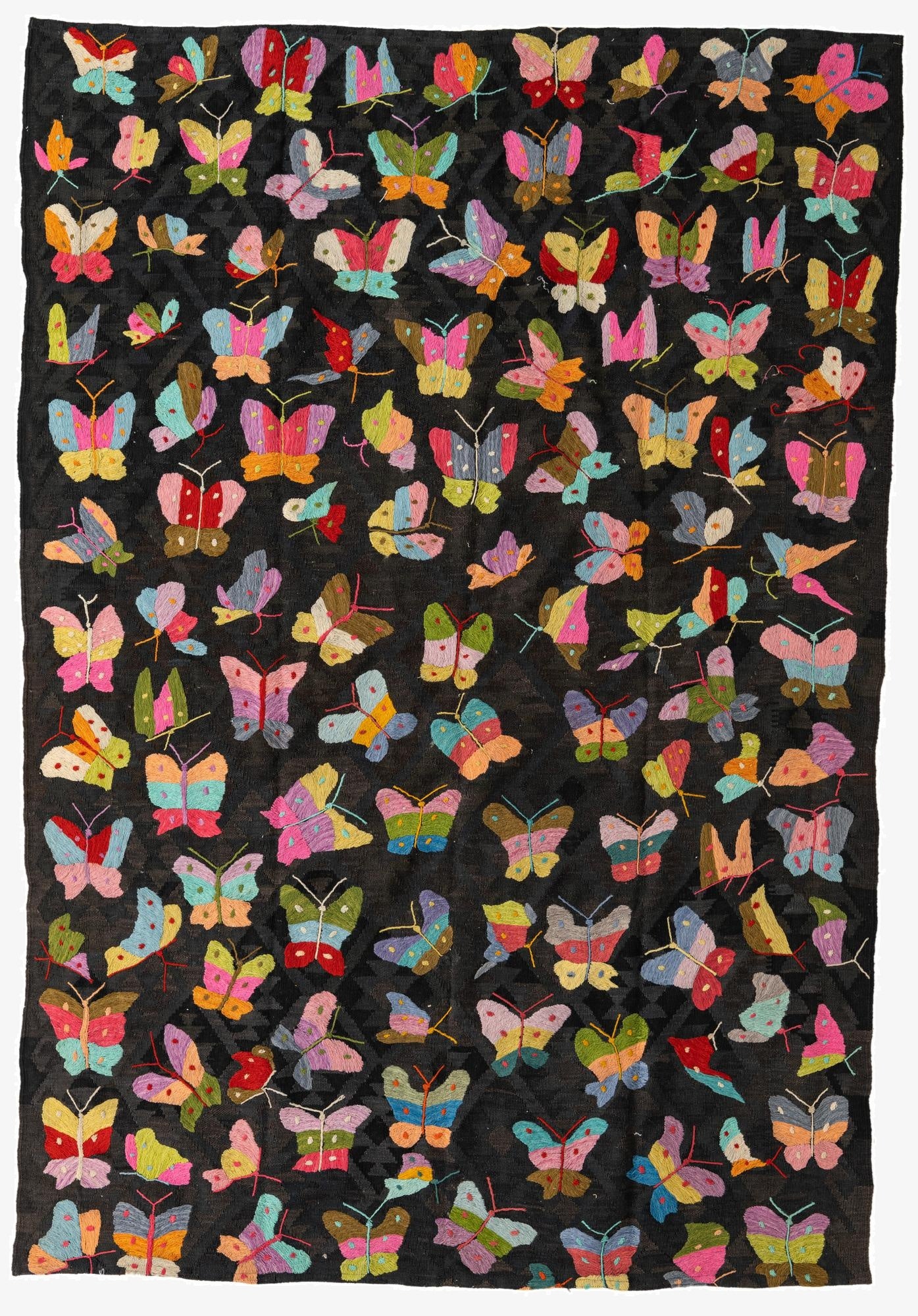  6' 5 x 9' 4  Hand Woven Kilim Suzani Wool Rug