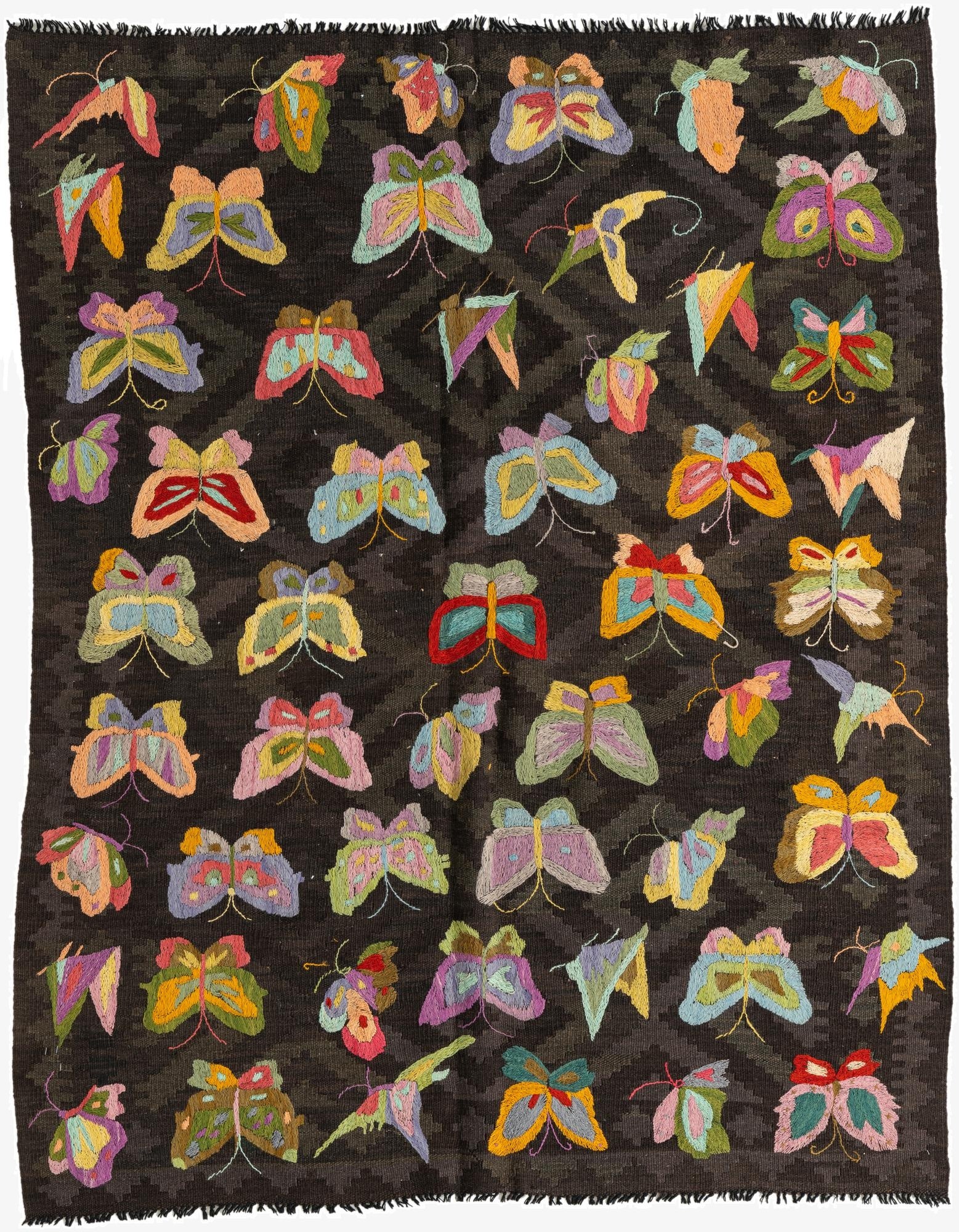  5' x 6' 4  Hand Woven Kilim Suzani Wool Rug