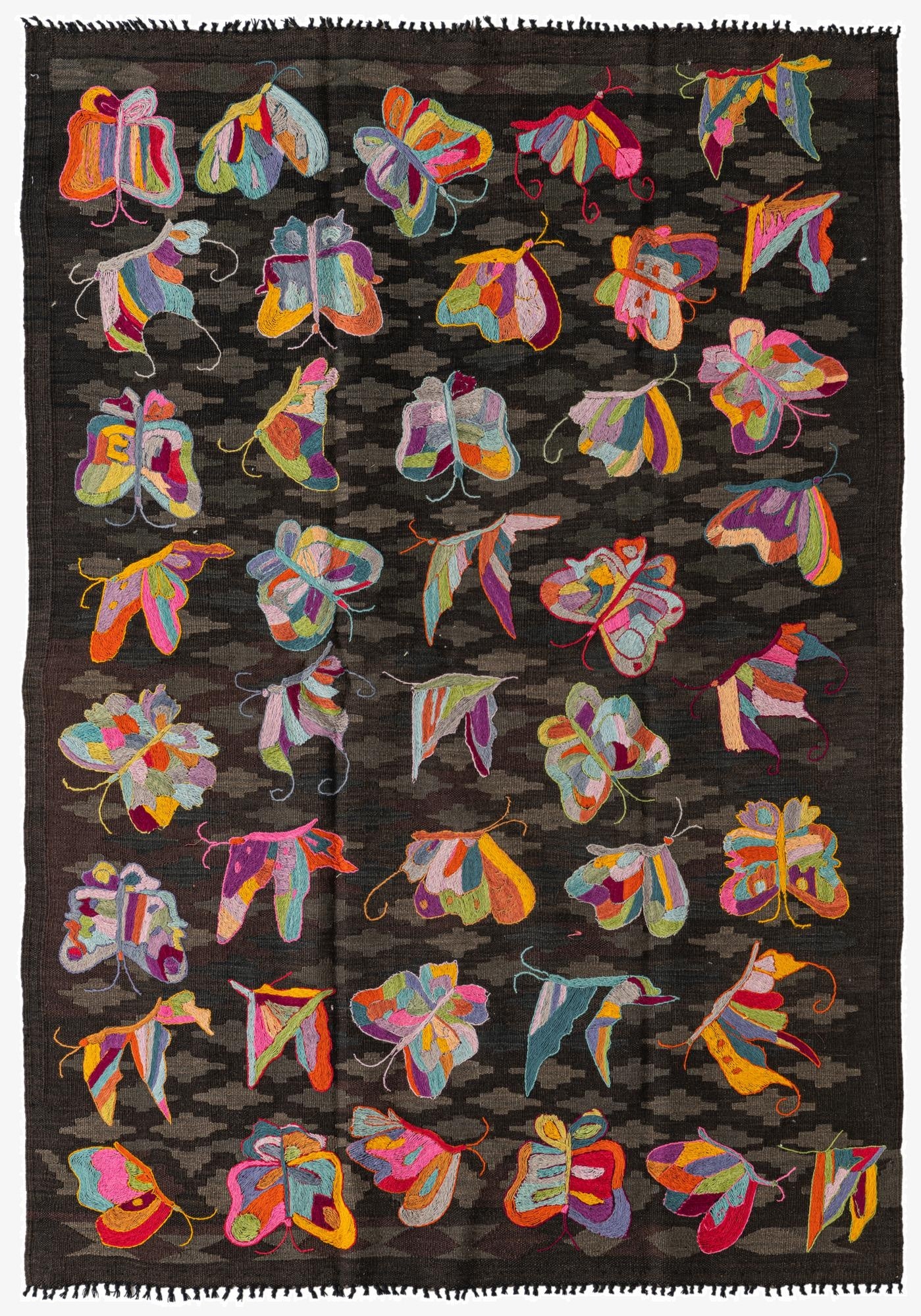  4' 8 x 6' 8  Hand Woven Kilim Suzani Wool Rug