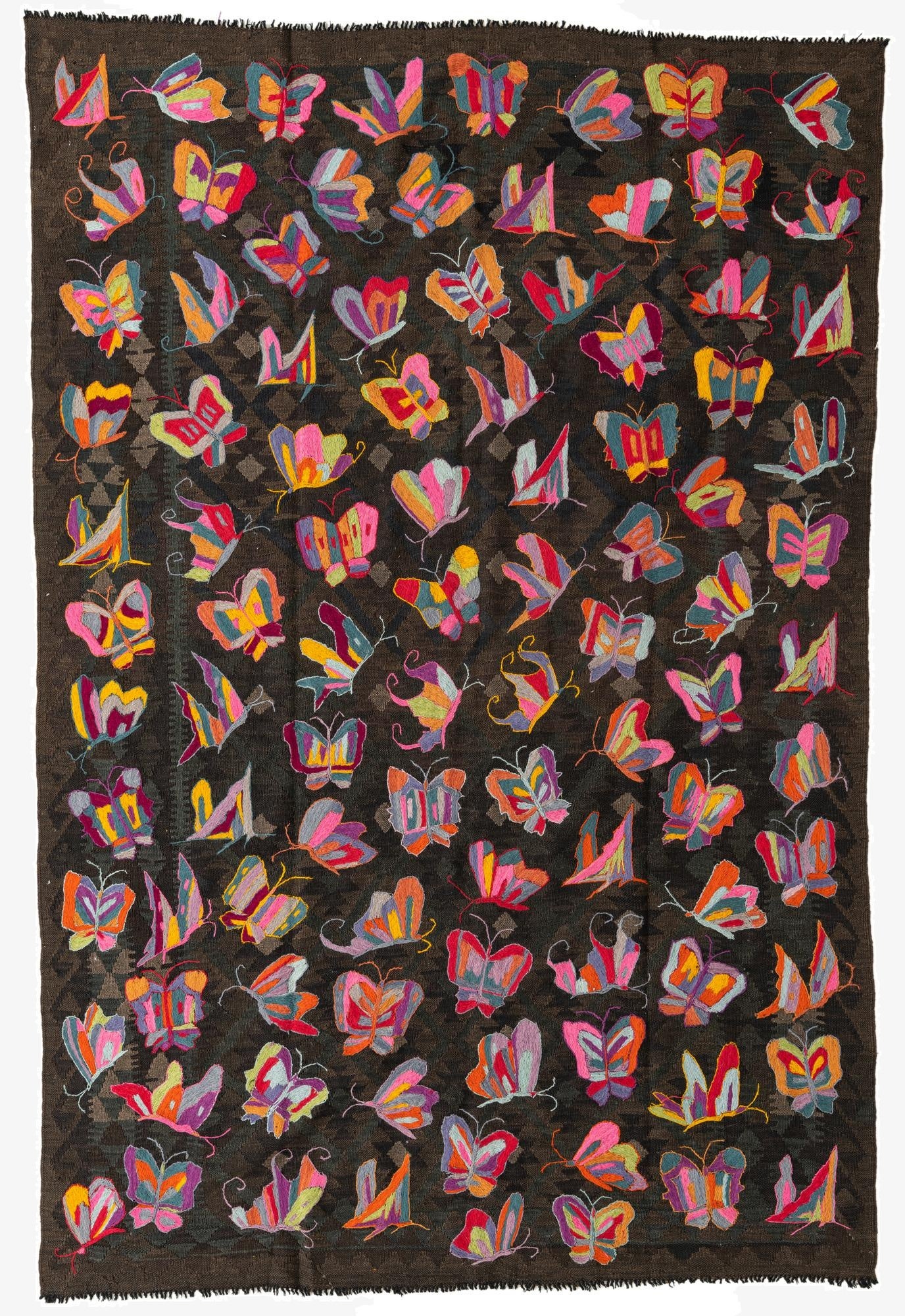  6' 3 x 9' 5  Hand Woven Kilim Suzani Wool Rug