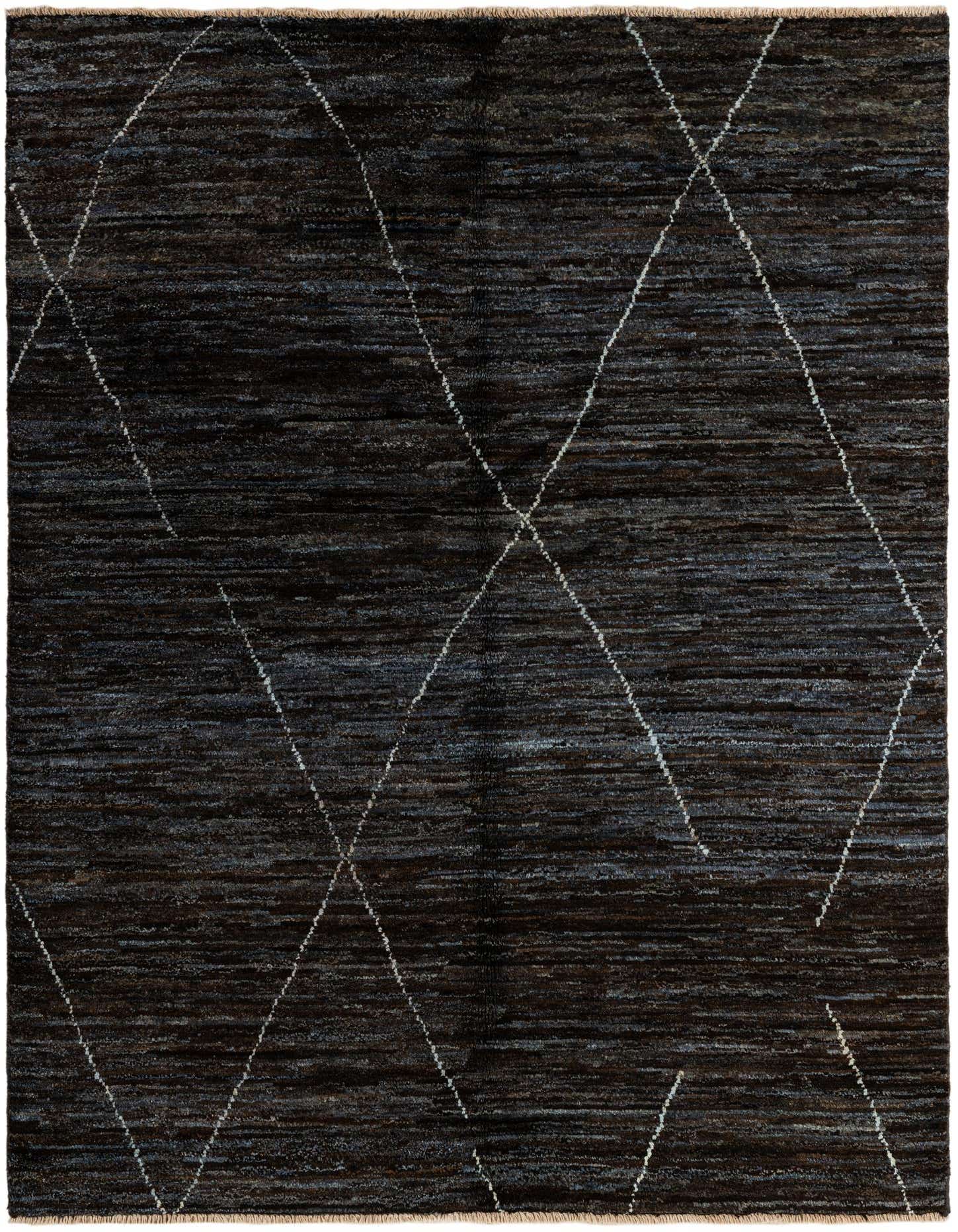 A 4x6 rectangular brown wool rug with a subtle tribal diamond pattern, ideal for a living room or bedroom.