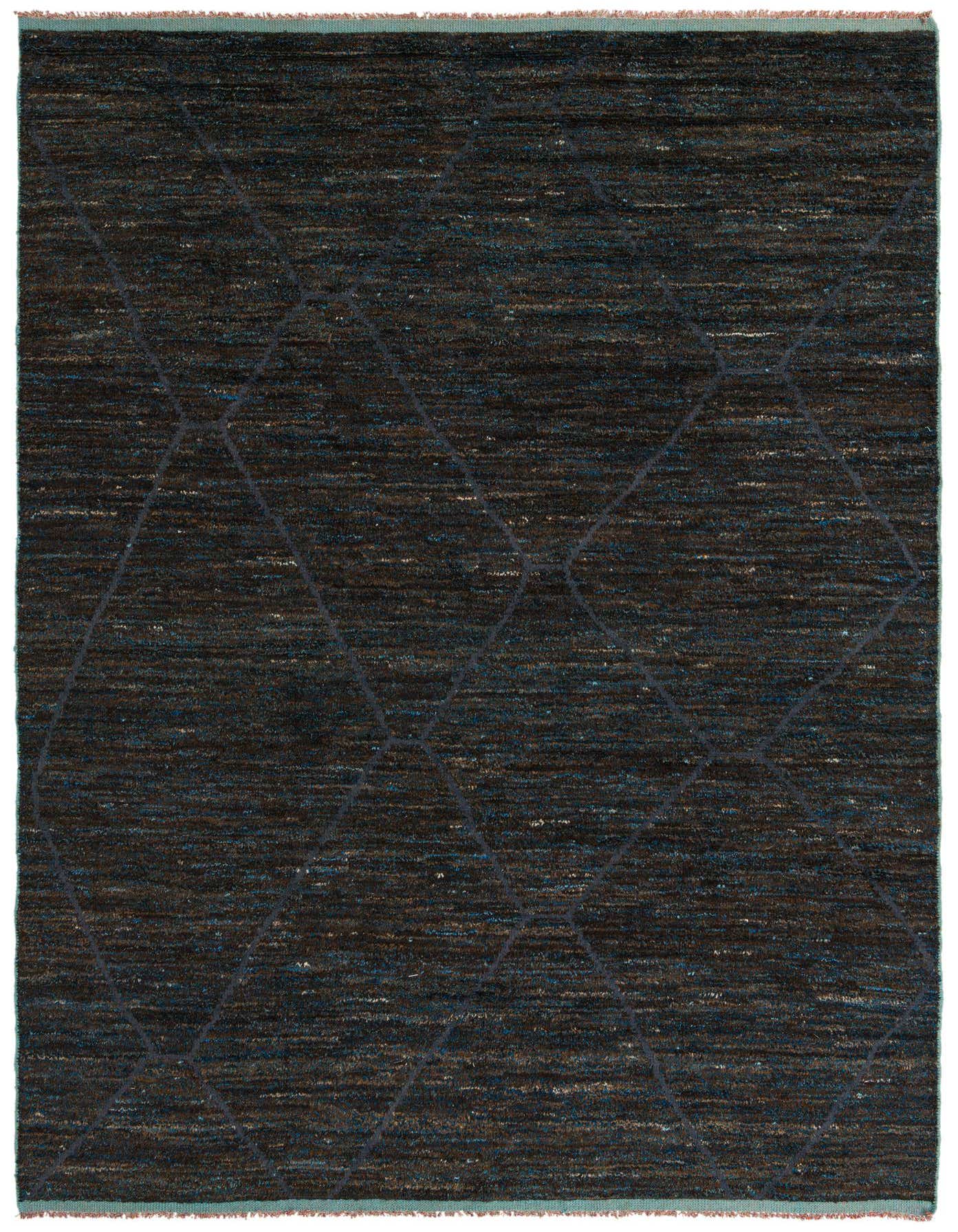 A 9x12 rectangular brown shag rug with subtle tribal geometric patterns, ideal for a living room or bedroom.