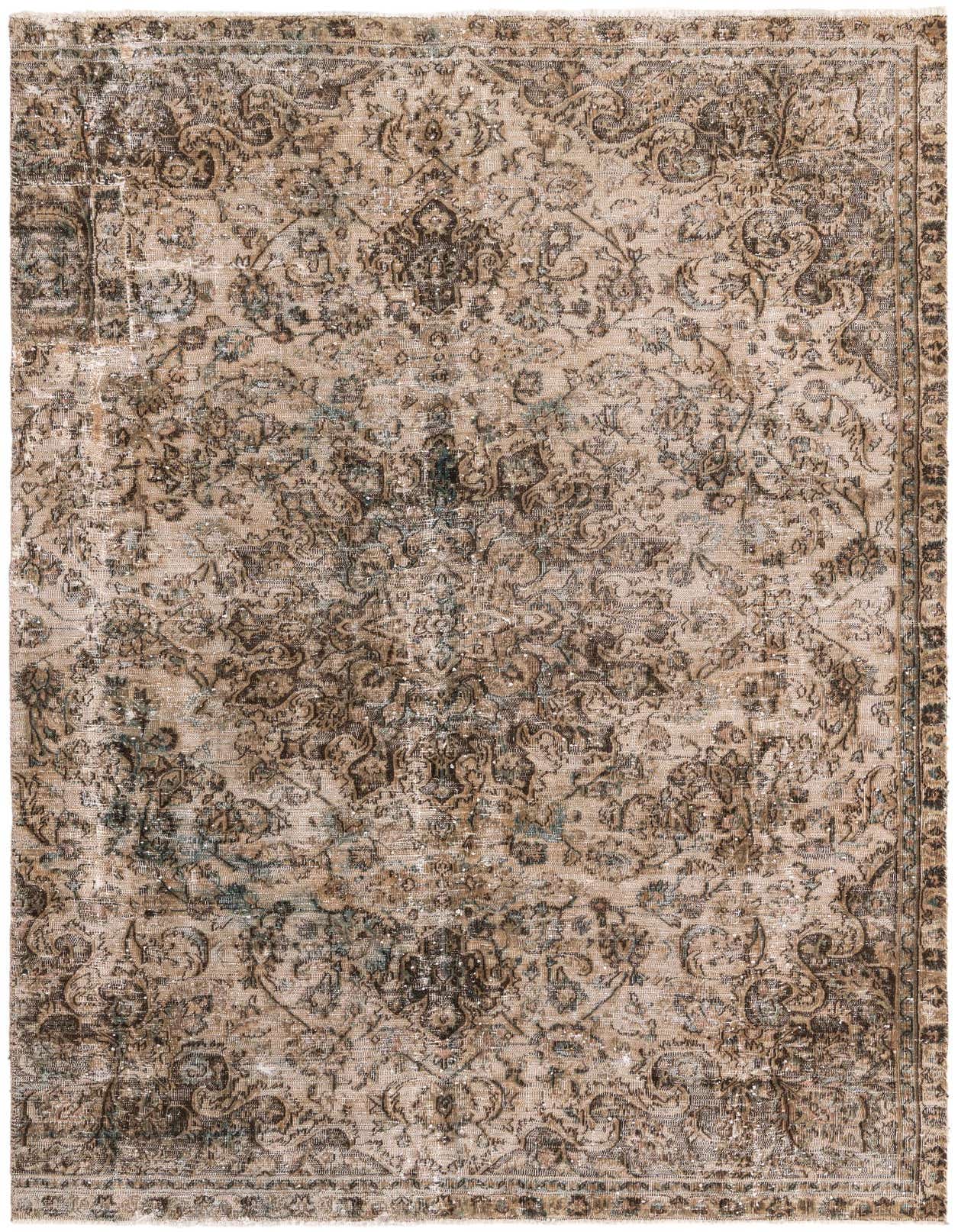 A 7x10 rectangular Ultra Vintage rug by Rugs.com, featuring a distressed brown and tan Persian medallion pattern.