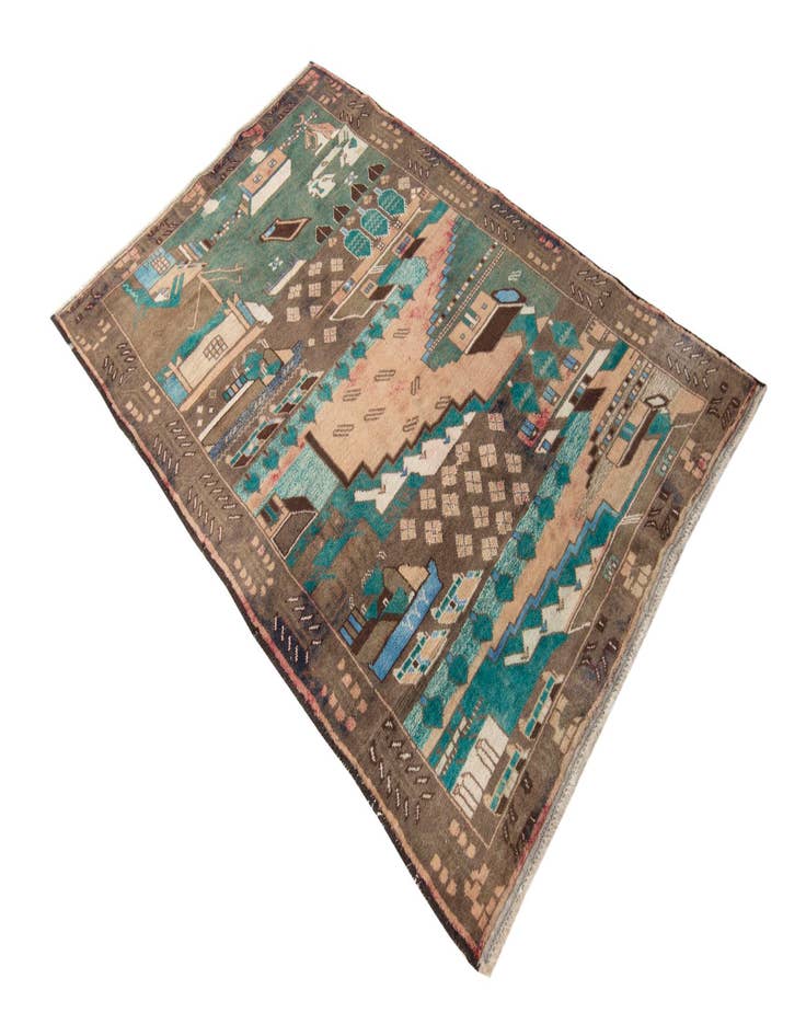 Detail image of  3' 10 x 6' 3  Hand Knotted Ultra Vintage Persian Wool Rug