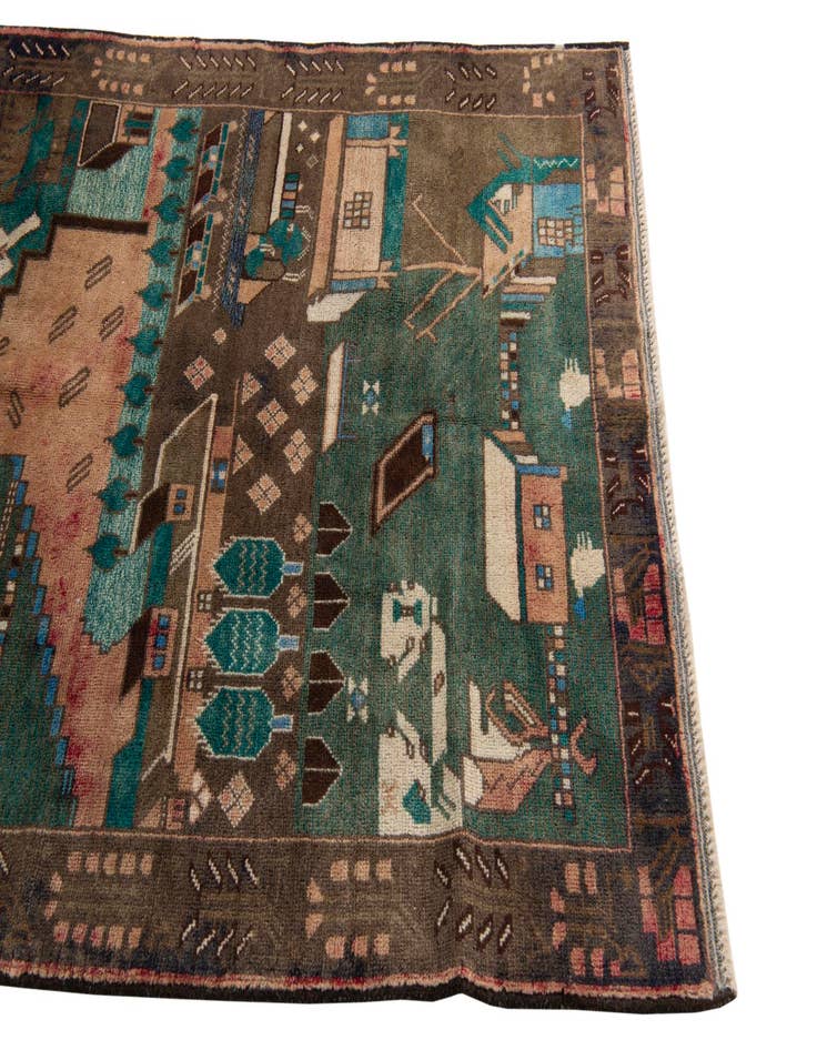 Detail image of  3' 10 x 6' 3  Hand Knotted Ultra Vintage Persian Wool Rug