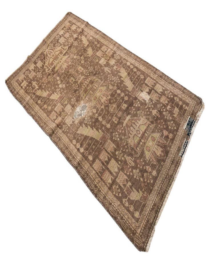 Detail image of  3' 5 x 6' 5  Hand Knotted Ultra Vintage Persian Wool Rug