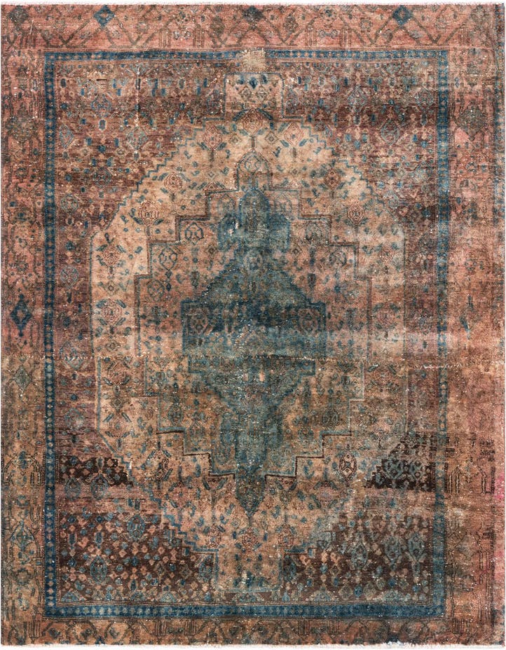  4' 9 x 7' 2  Hand Knotted Ultra Vintage Persian W...