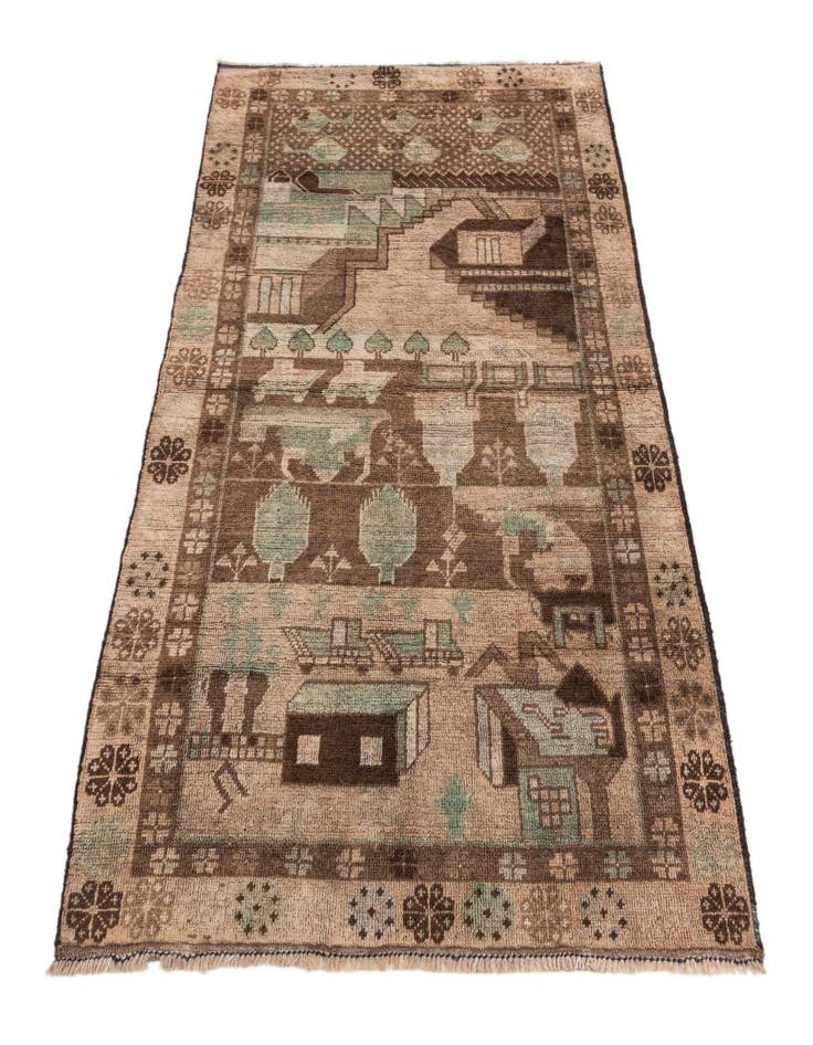 Detail image of  3' 5 x 5' 10  Hand Knotted Ultra Vintage Persian Wool Rug