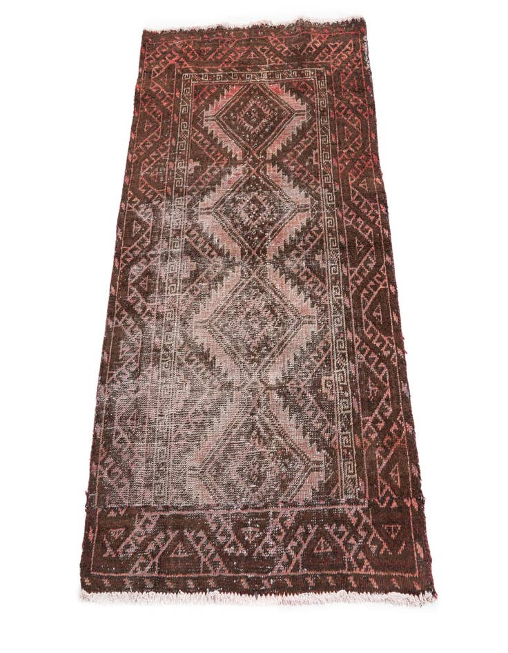 Detail image of  3' 3 x 4' 3  Hand Knotted Ultra Vintage Persian Wool Rug