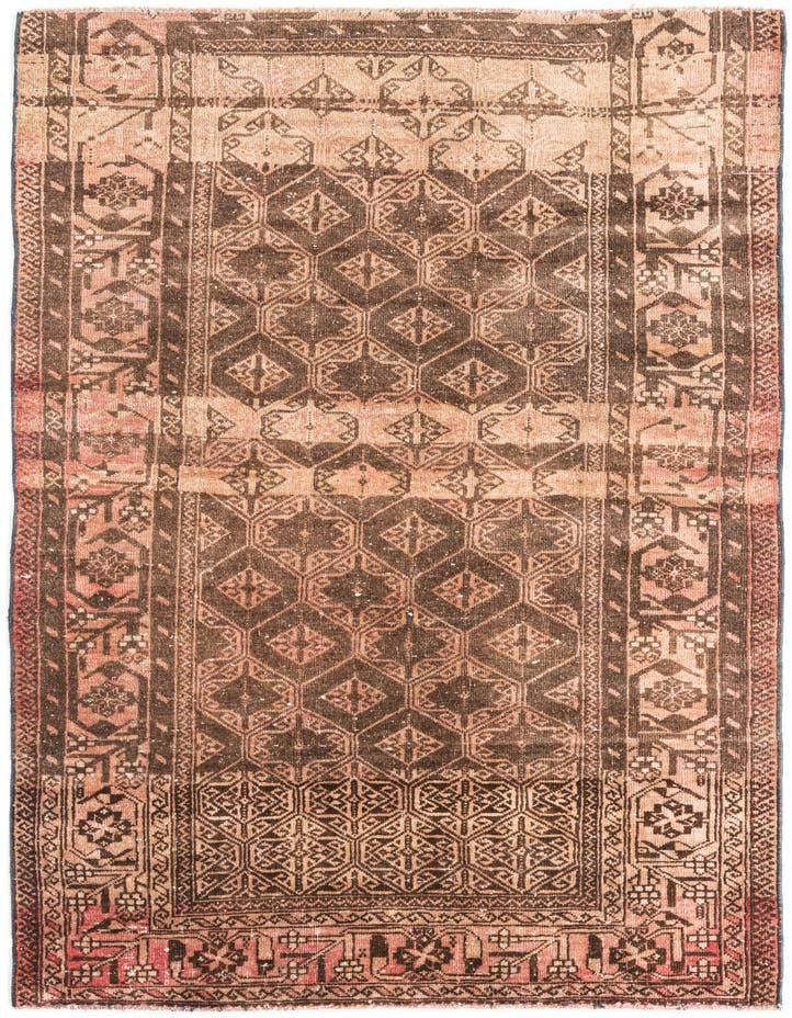  3' 7 x 6' 3  Hand Knotted Ultra Vintage Persian W...