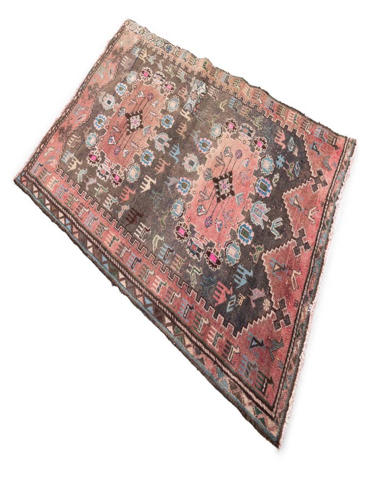 Detail image of  3' 2 x 4' 10  Hand Knotted Ultra Vintage Persian Wool Rug