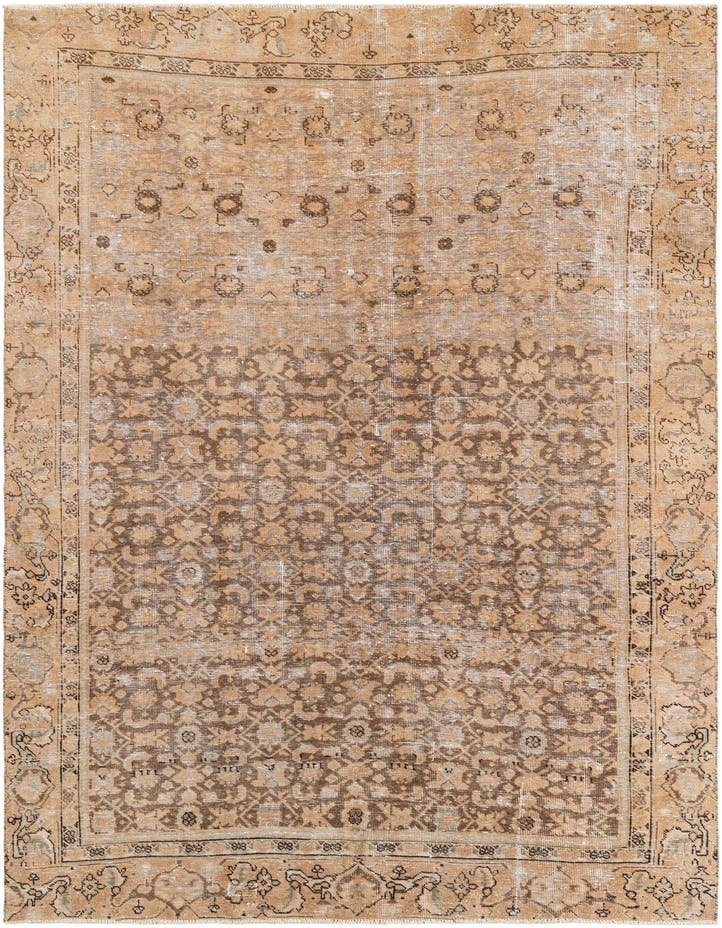  6' 7 x 9' 4  Hand Knotted Ultra Vintage Persian W...