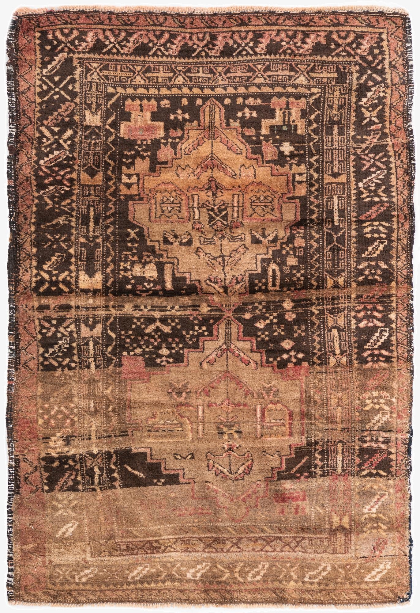  3' 8 x 5' 5  Hand Knotted Ultra Vintage Persian Wool Rug