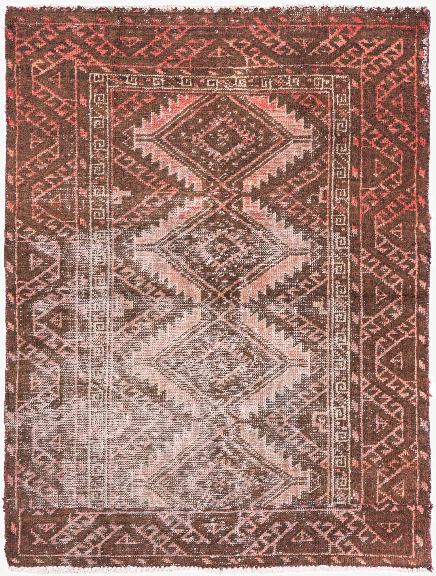  3' 3 x 4' 3  Hand Knotted Ultra Vintage Persian Wool Rug