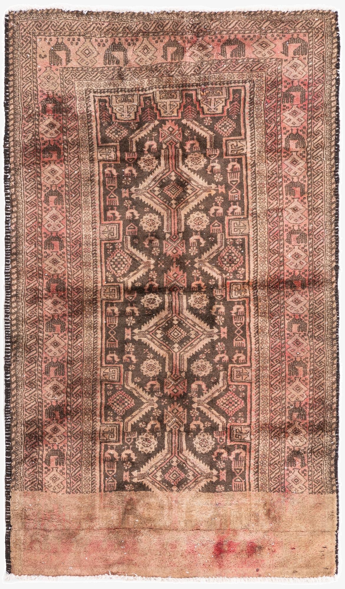  3' 4 x 5' 6  Hand Knotted Ultra Vintage Persian Wool Rug