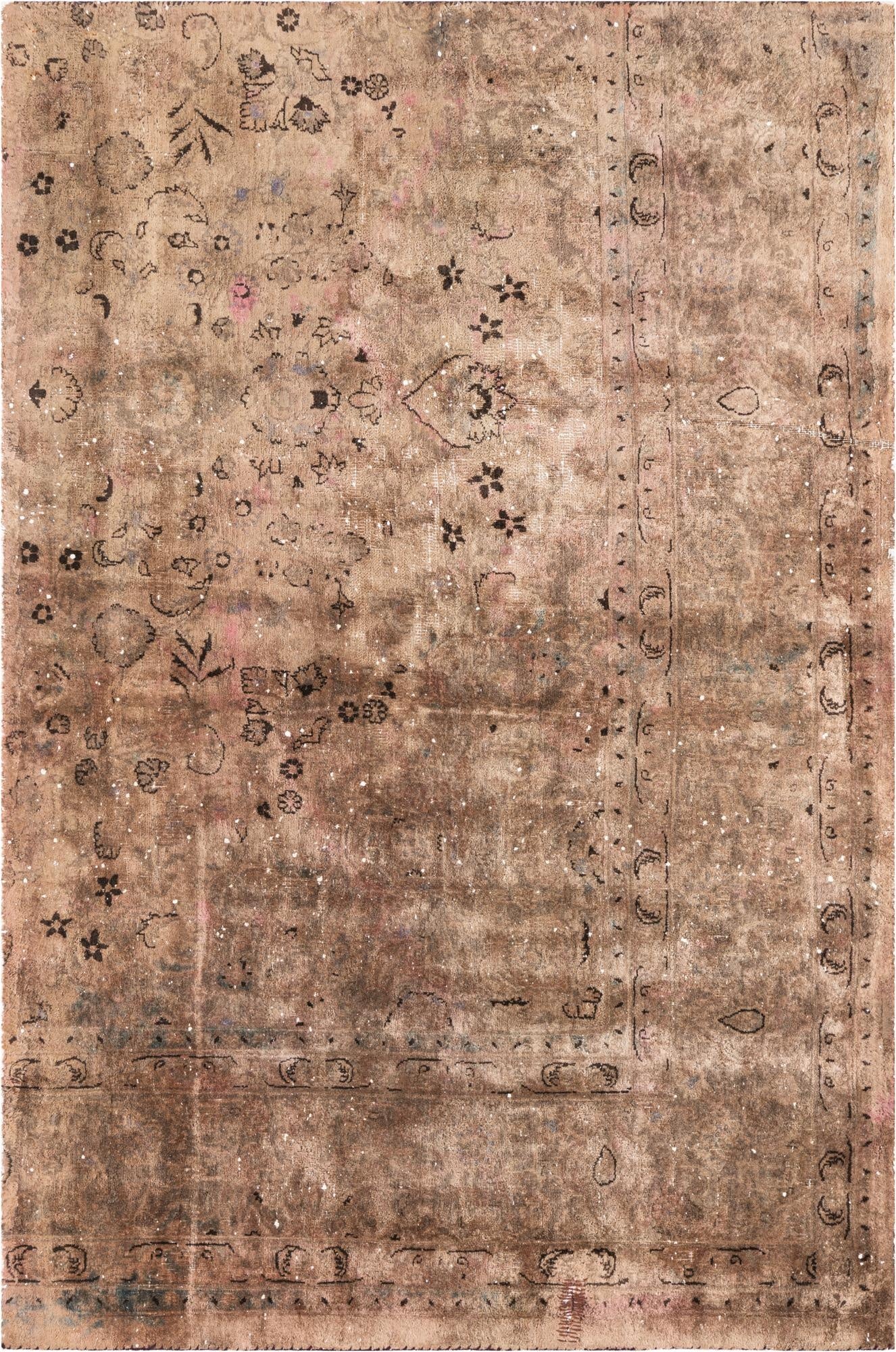  4' 5 x 7'  Hand Knotted Ultra Vintage Persian Wool Rug