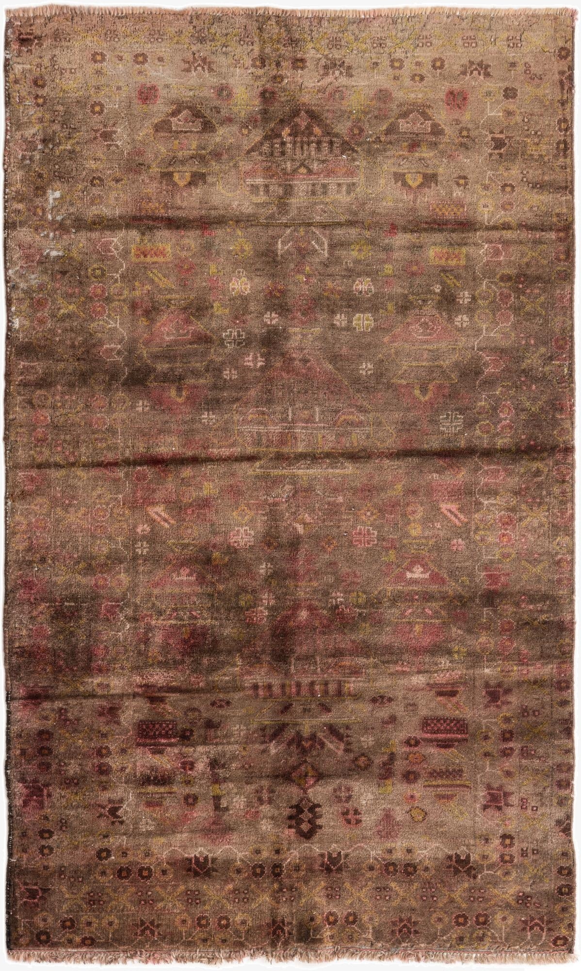  3' 7 x 6'  Hand Knotted Ultra Vintage Persian Wool Rug