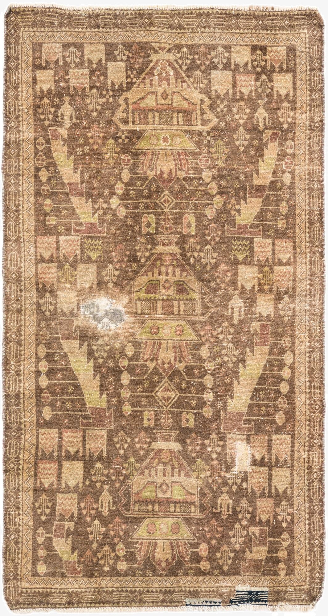  3' 5 x 6' 5  Hand Knotted Ultra Vintage Persian Wool Rug
