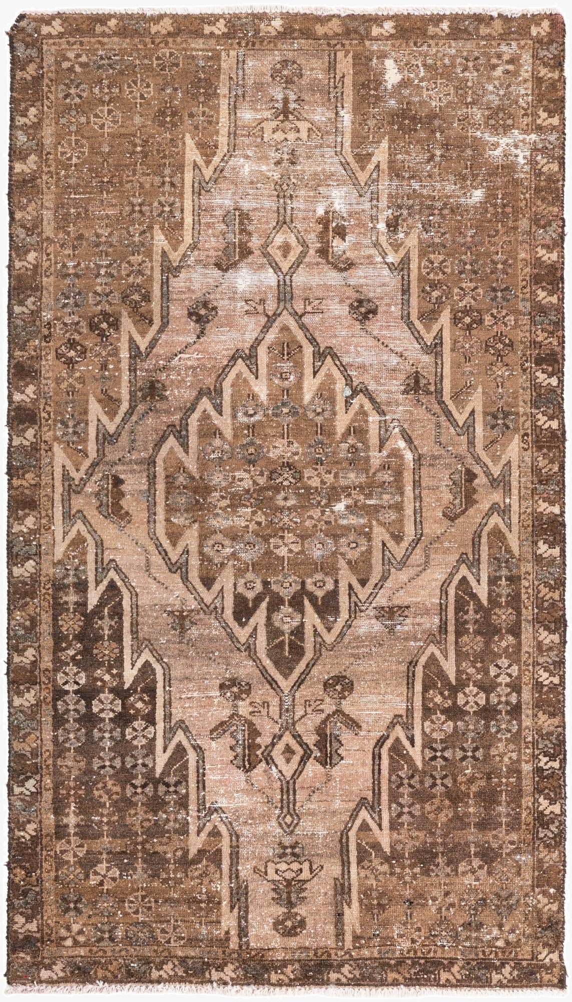  3' 3 x 5' 10  Hand Knotted Ultra Vintage Persian Wool Rug