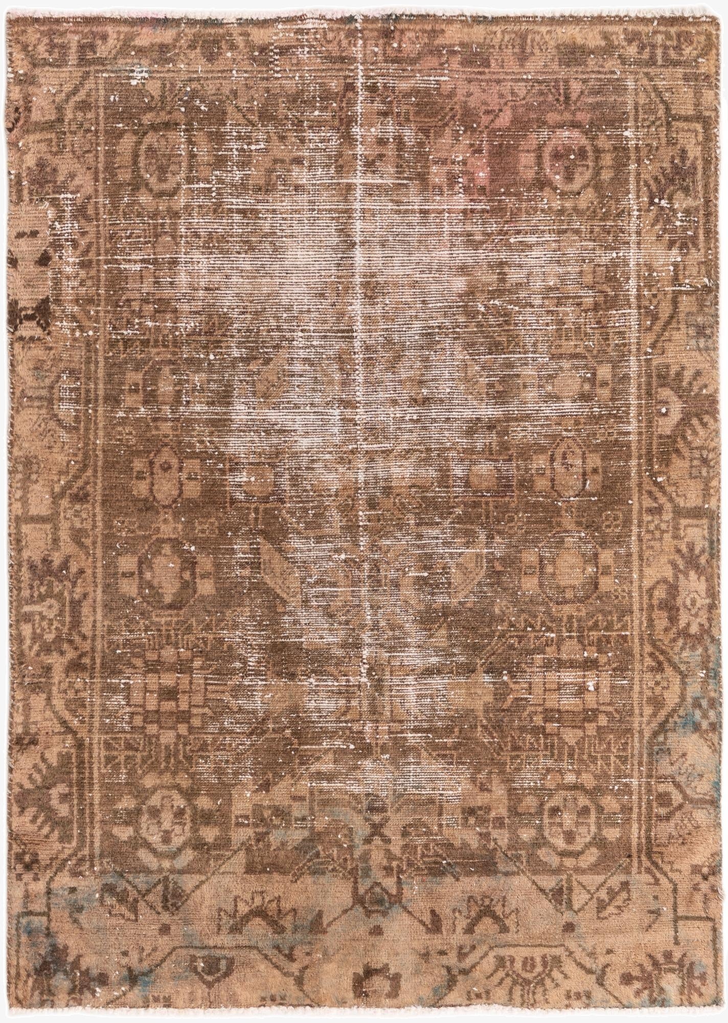  3' 6 x 4' 10  Hand Knotted Ultra Vintage Persian Wool Rug
