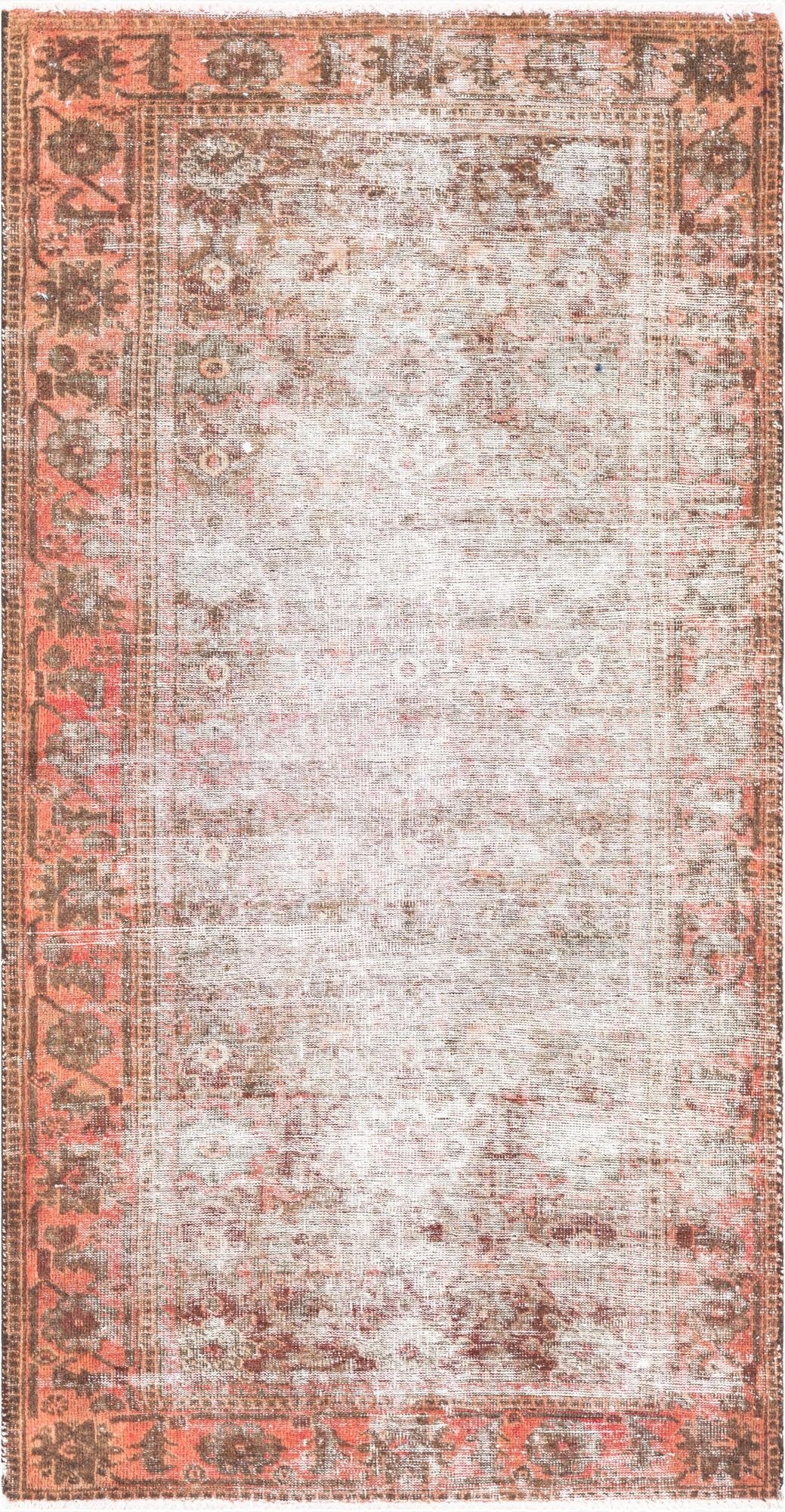  3' 7 x 7'  Hand Knotted Ultra Vintage Persian Wool Rug