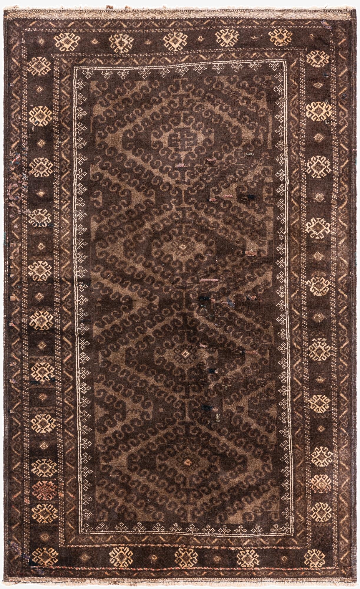  3' 9 x 6'  Hand Knotted Ultra Vintage Persian Wool Rug