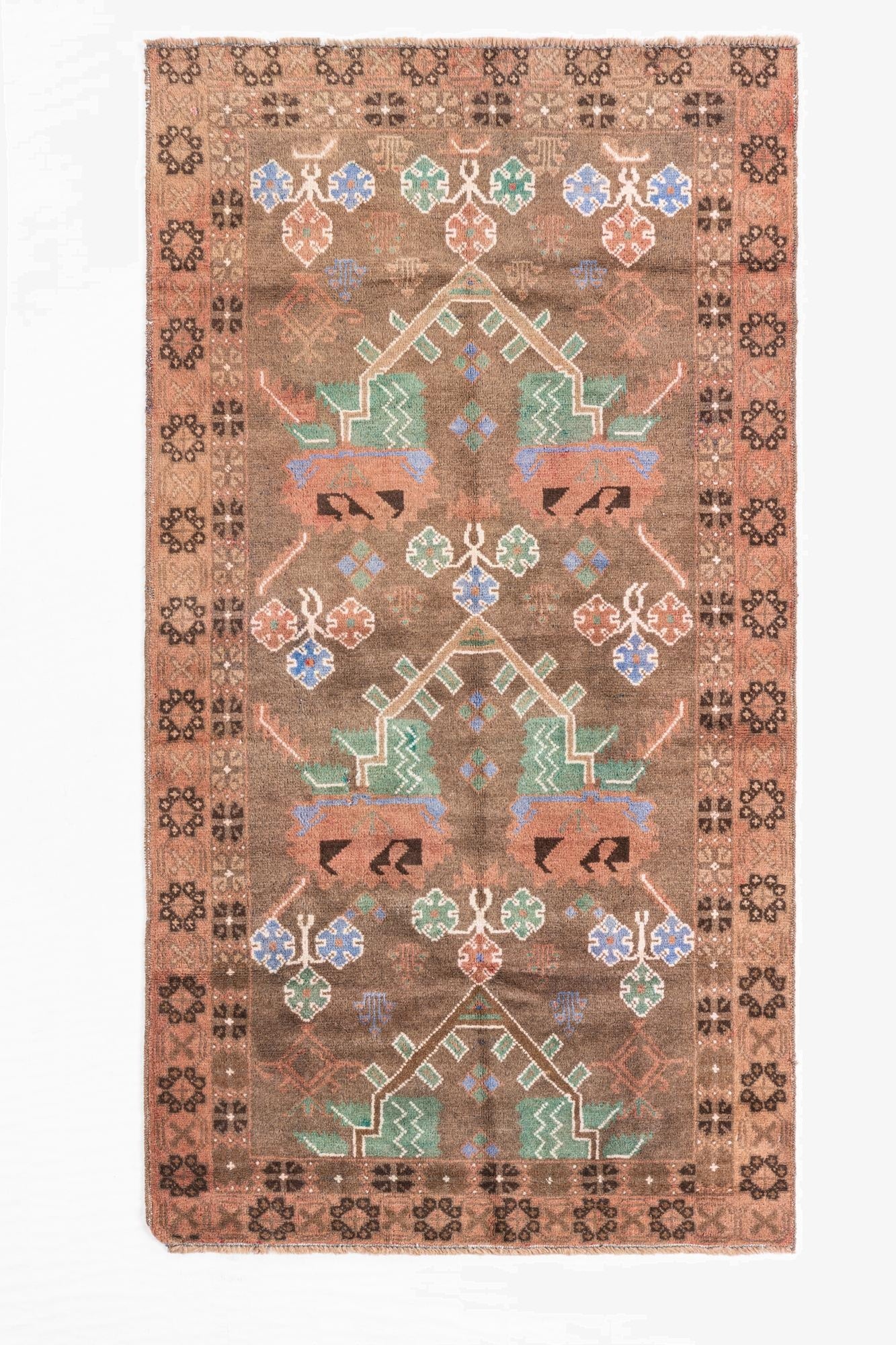  3' 6 x 6' 6  Hand Knotted Ultra Vintage Persian Wool Rug