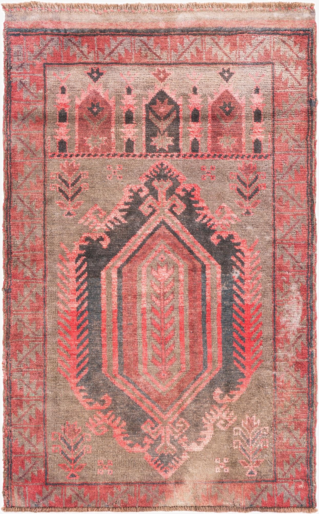  2' 10 x 4' 8  Hand Knotted Ultra Vintage Persian Wool Rug