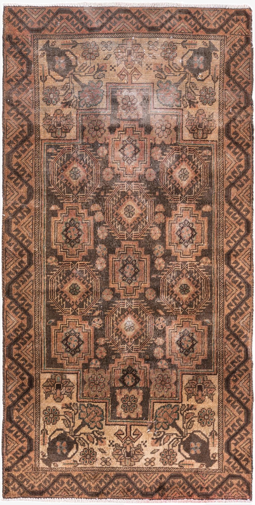  3' 3 x 6' 4  Hand Knotted Ultra Vintage Persian Wool Rug