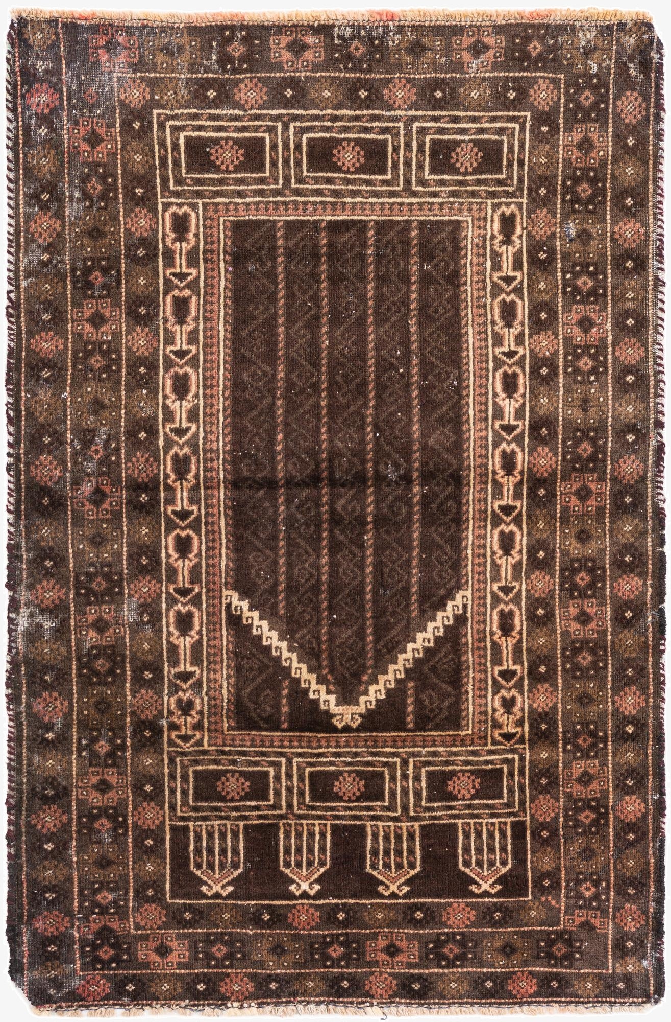  3' x 4' 5  Hand Knotted Ultra Vintage Persian Wool Rug