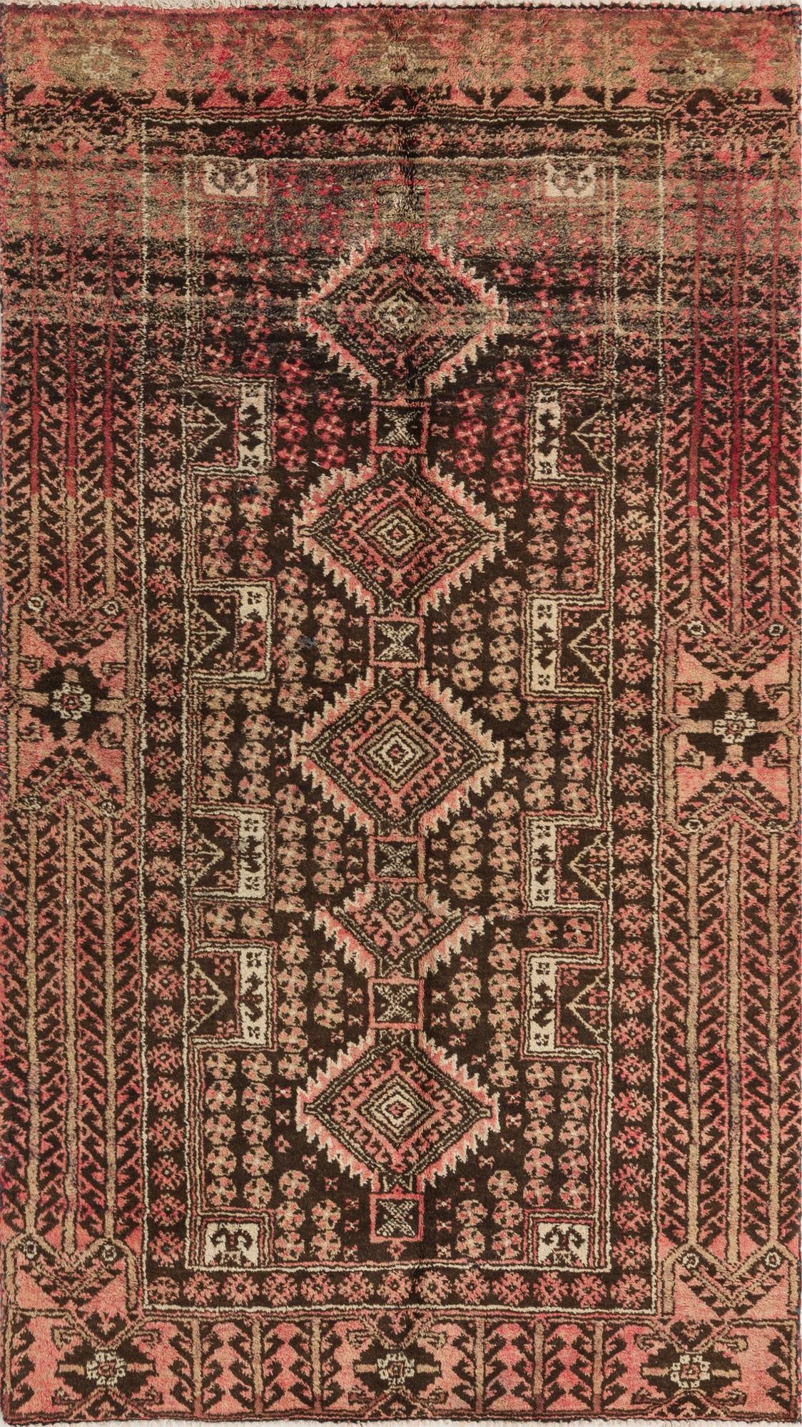  3' 4 x 5' 8  Hand Knotted Ultra Vintage Persian Wool Rug