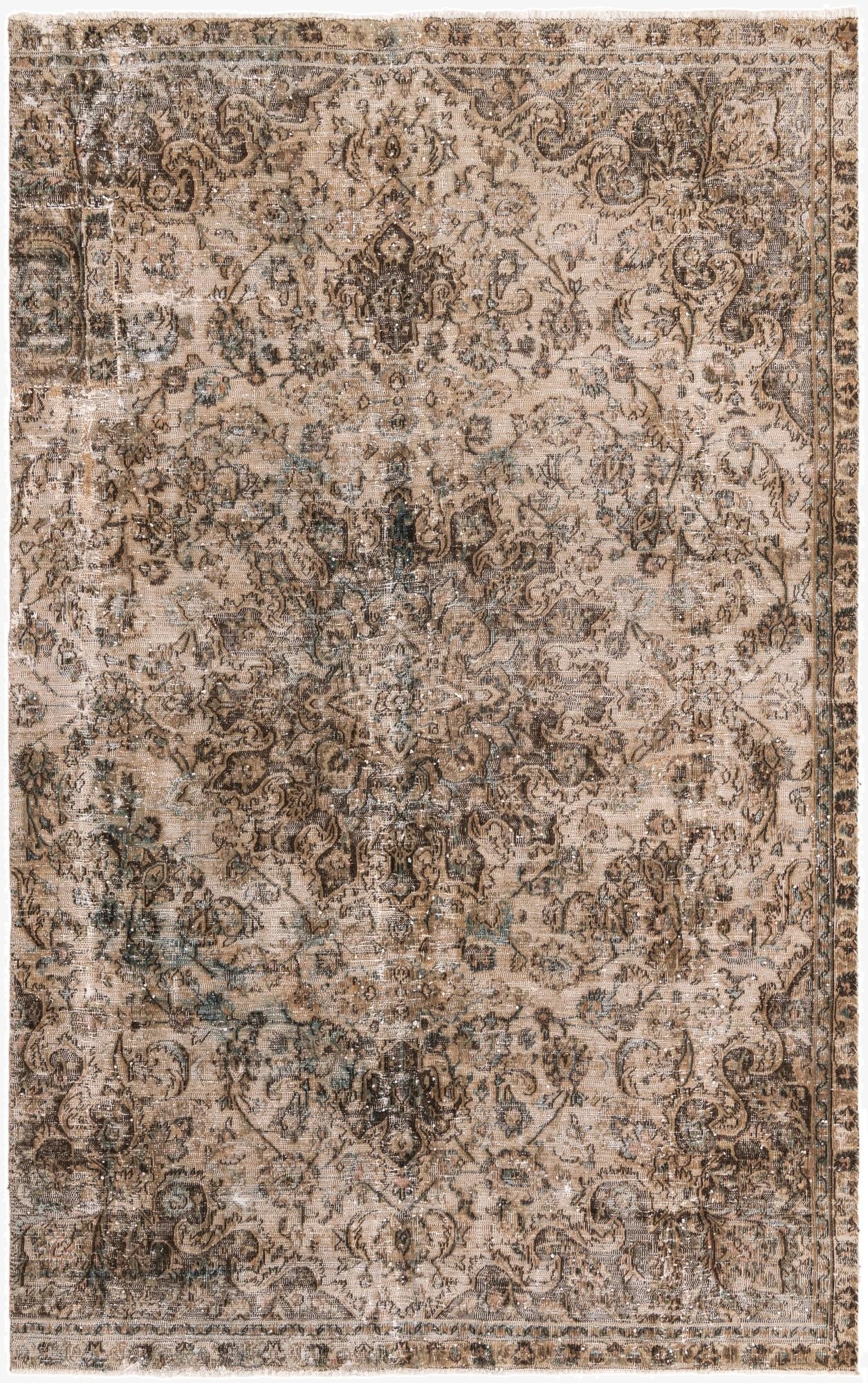  6' 7 x 10' 6  Hand Knotted Ultra Vintage Persian Wool Rug