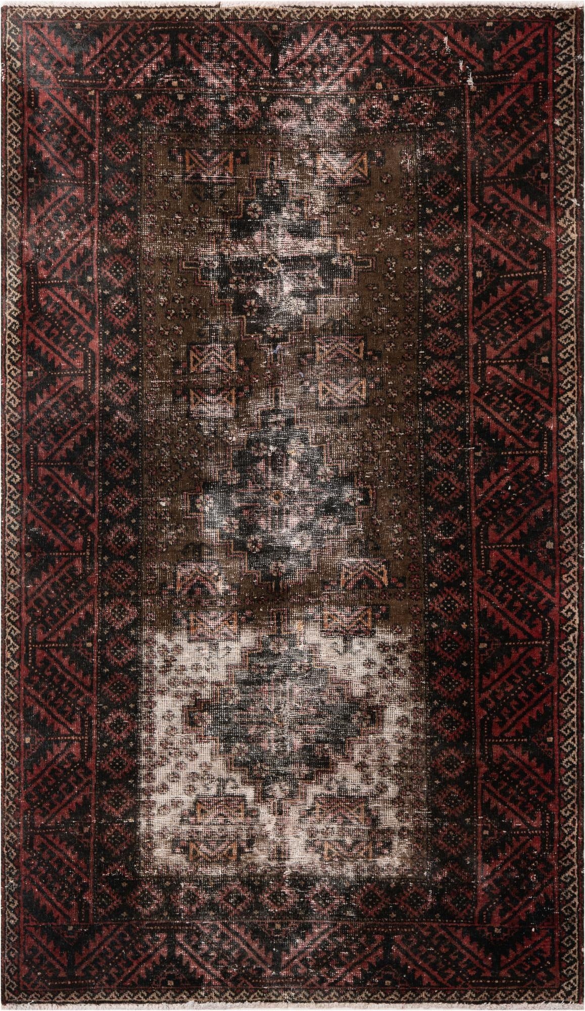  3' 9 x 6' 4  Hand Knotted Ultra Vintage Persian Wool Rug