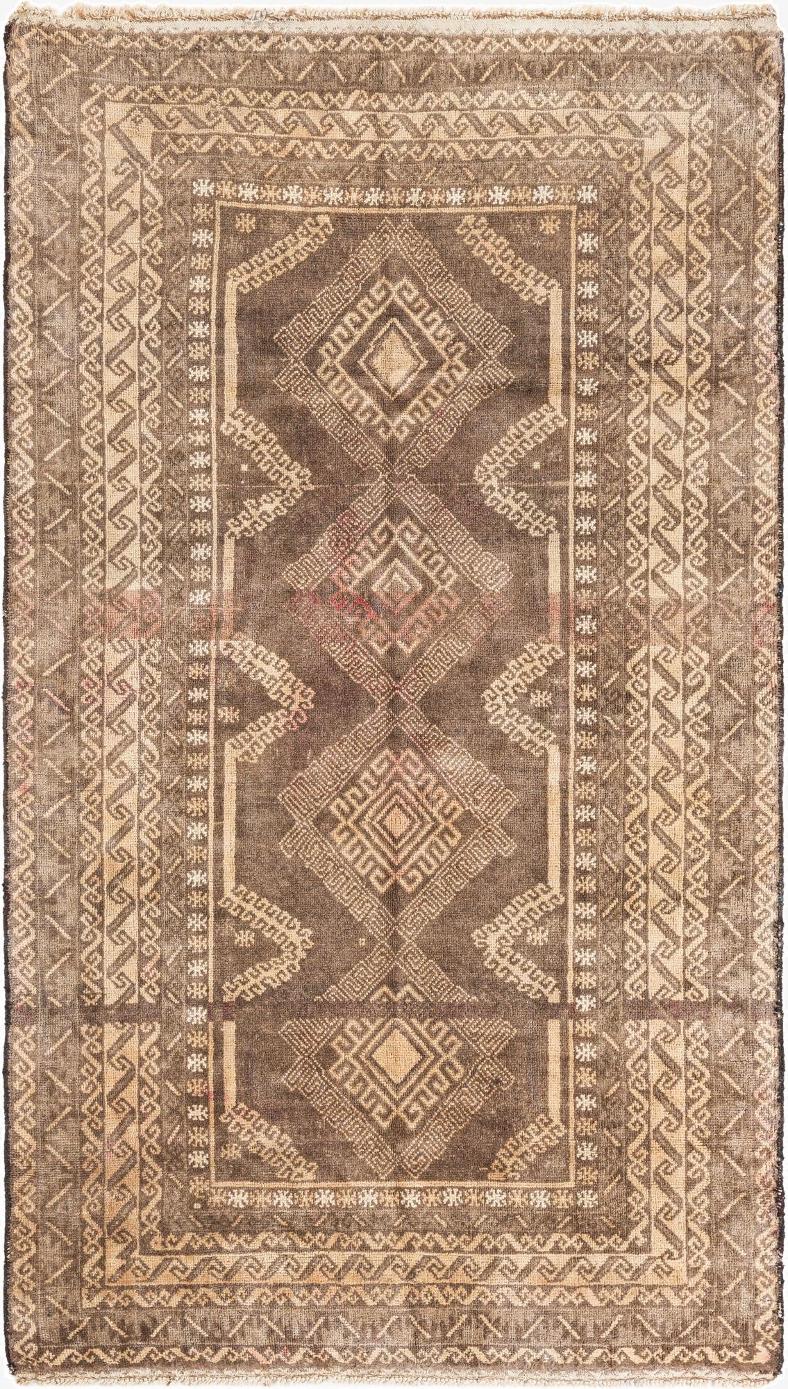  4' 1 x 7' 1  Hand Knotted Ultra Vintage Persian Wool Rug