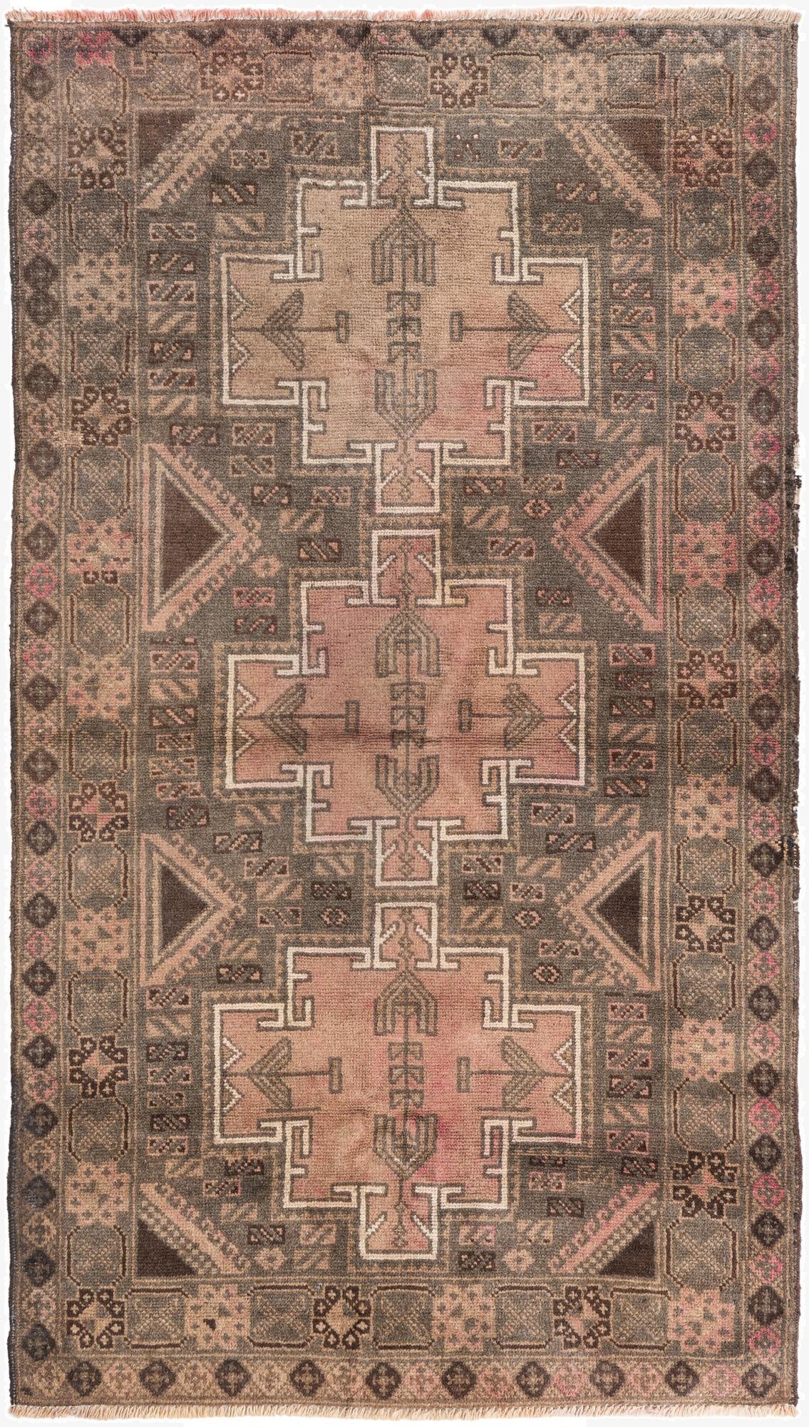  3' 6 x 6' 2  Hand Knotted Ultra Vintage Persian Wool Rug