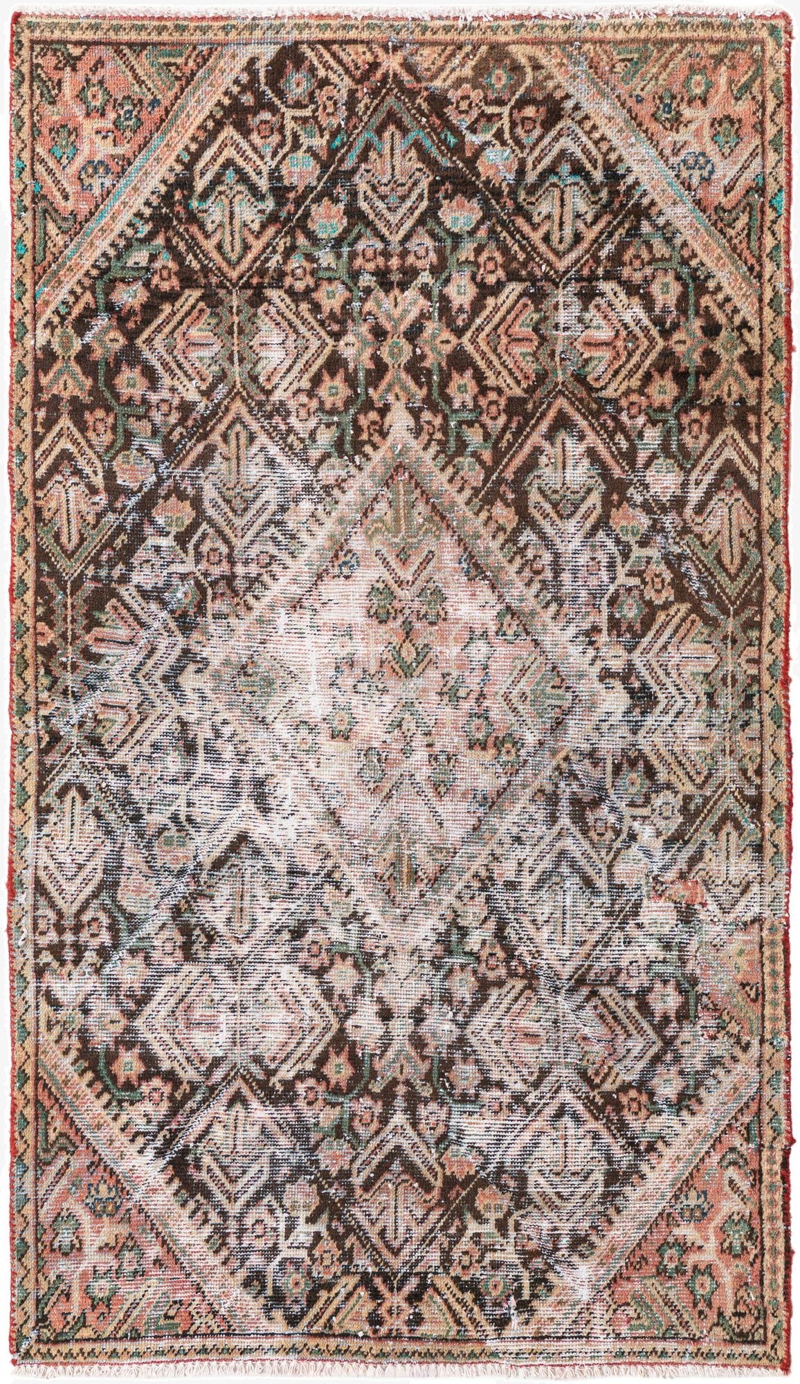  3' 3 x 5' 8  Hand Knotted Ultra Vintage Persian Wool Rug