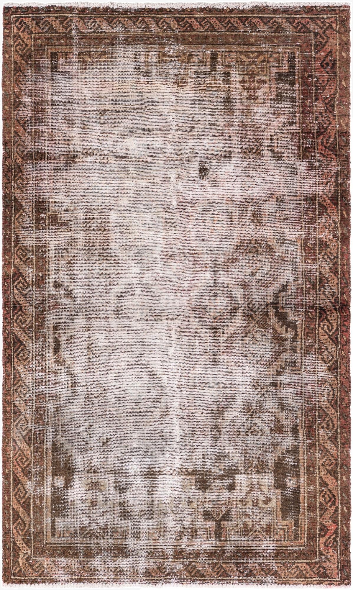  3' 7 x 6' 5  Hand Knotted Ultra Vintage Persian Wool Rug