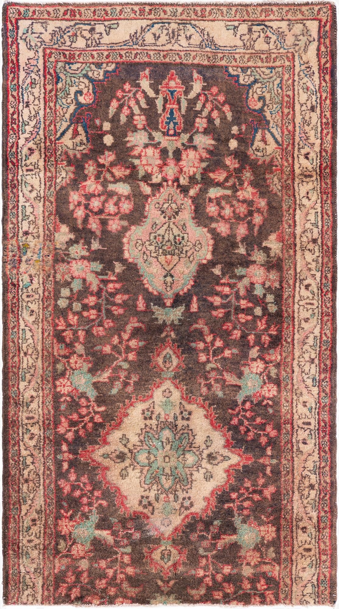  3' 4 x 6' 3  Hand Knotted Ultra Vintage Persian Wool Rug
