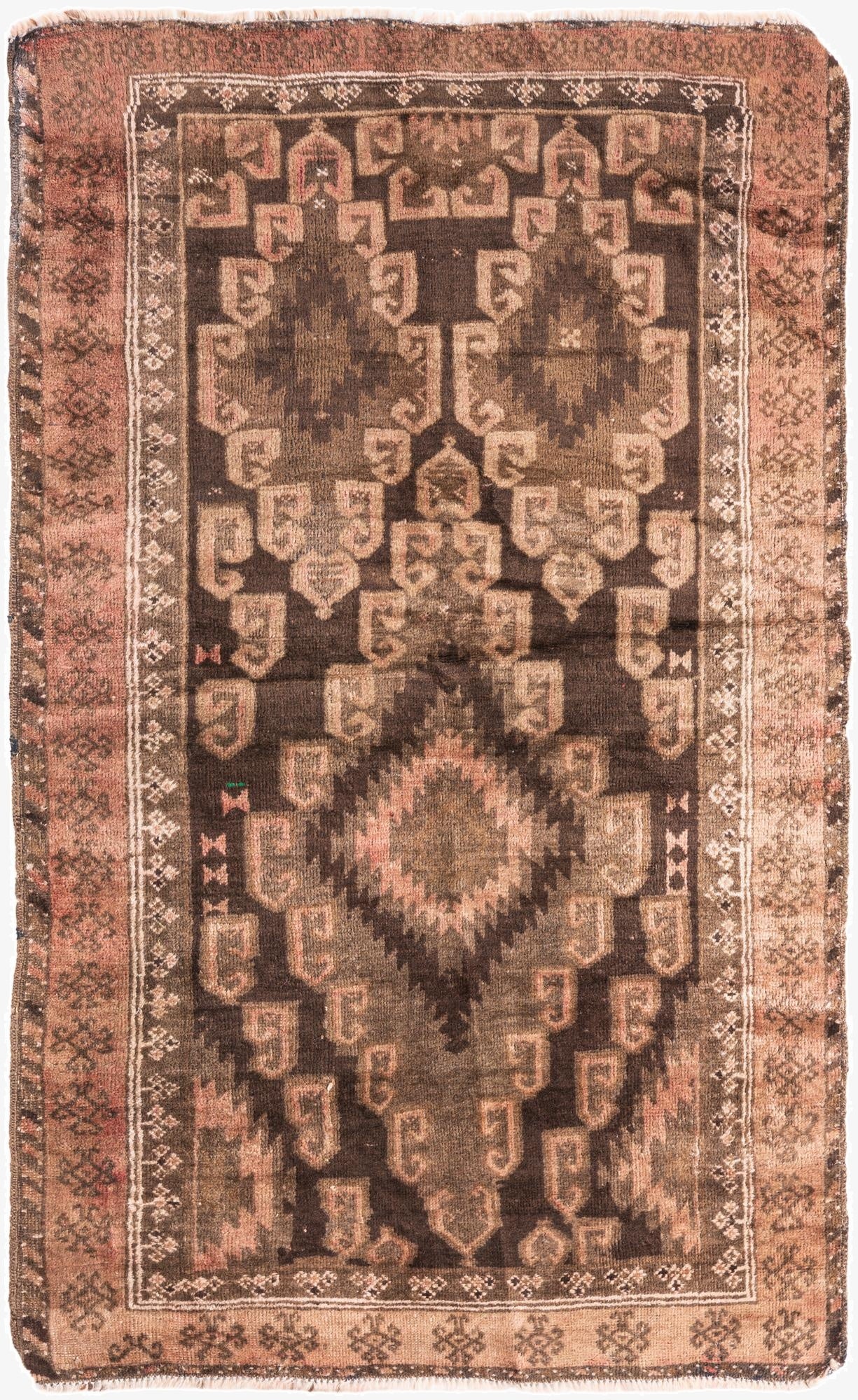  3' 3 x 5' 5  Hand Knotted Ultra Vintage Persian Wool Rug