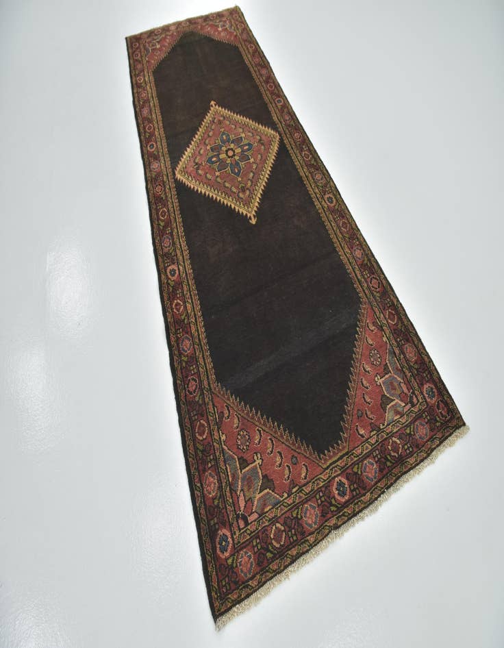 Detail image of  4' x 10' 9  Hand Knotted Hossainabad Persian Wool Runner Rug