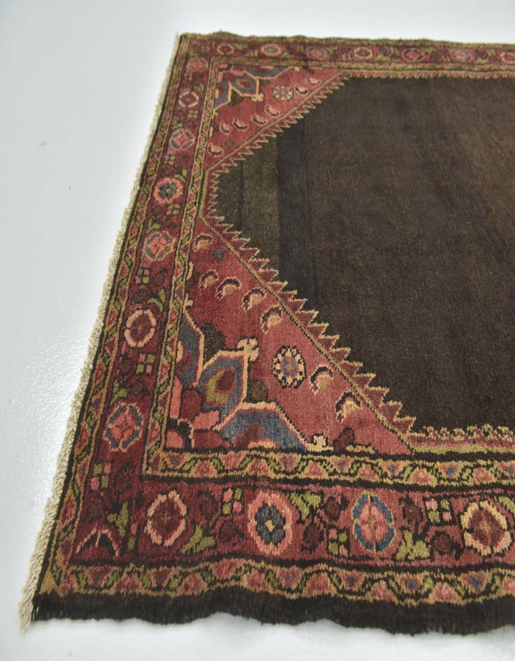 Detail image of  4' x 10' 9  Hand Knotted Hossainabad Persian Wool Runner Rug