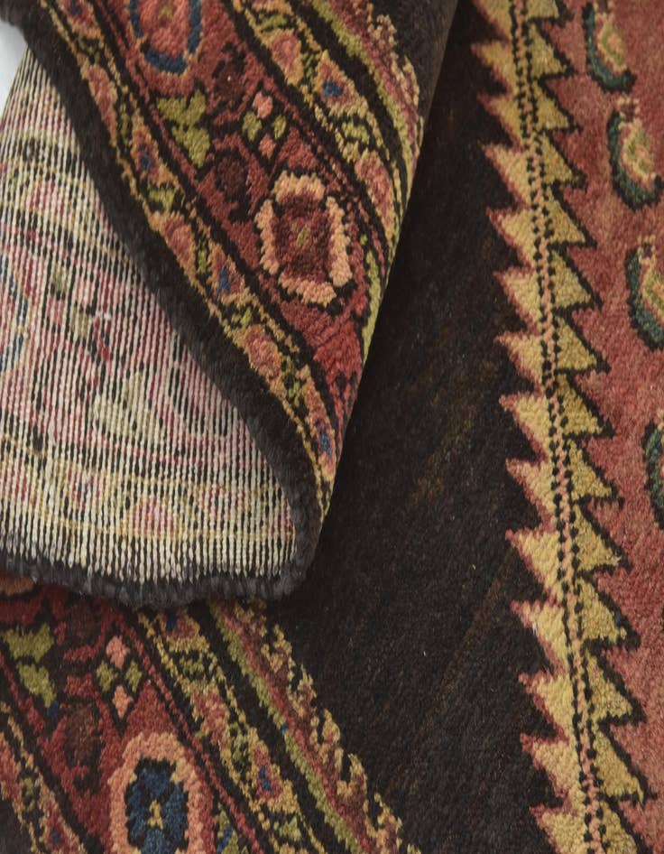 Detail image of  4' x 10' 9  Hand Knotted Hossainabad Persian Wool Runner Rug
