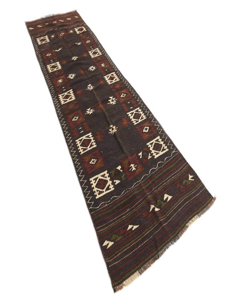 Detail image of  3' 3 x 10' 10  Hand Woven Kilim Afghan Wool Runner Rug
