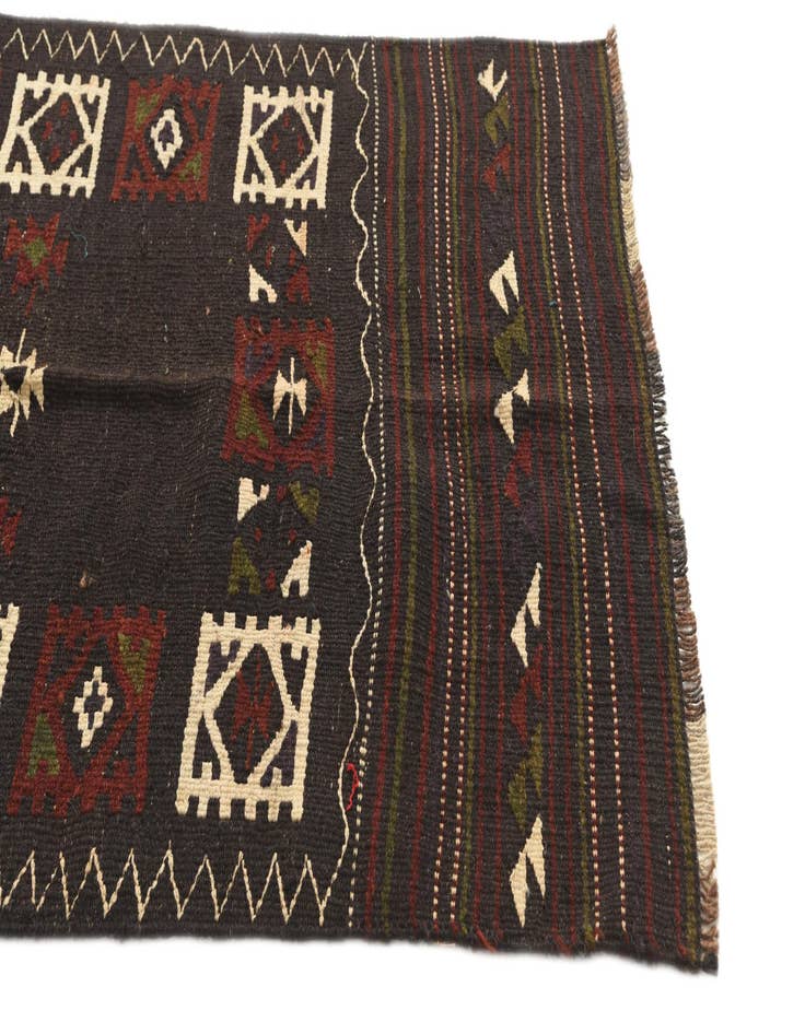 Detail image of  3' 3 x 10' 10  Hand Woven Kilim Afghan Wool Runner Rug
