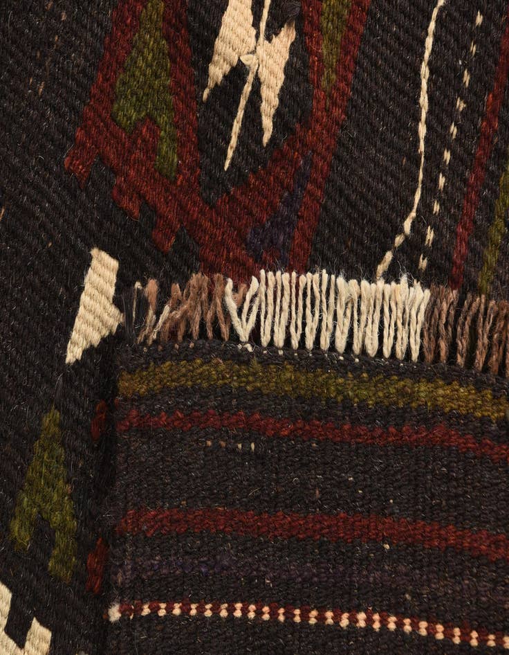 Detail image of  3' 3 x 10' 10  Hand Woven Kilim Afghan Wool Runner Rug