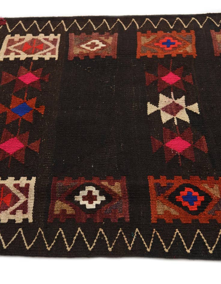Detail image of  3' 2 x 11' 2  Hand Woven Kilim Afghan Wool Runner Rug