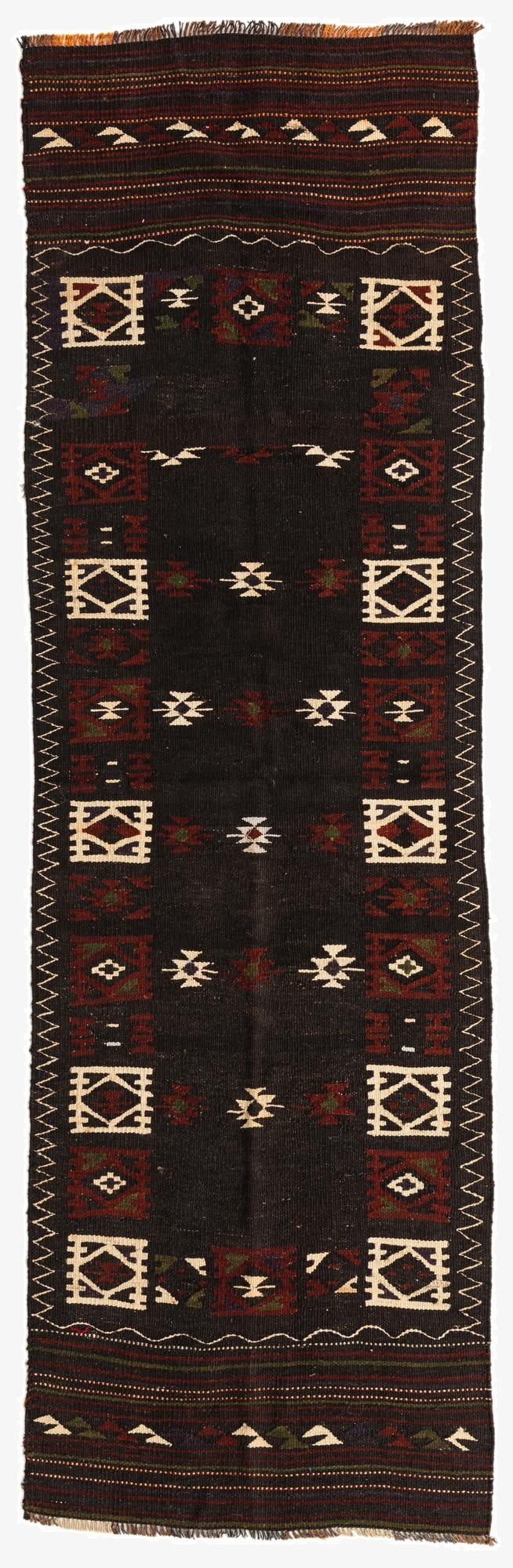  3' 3 x 10' 10  Hand Woven Kilim Afghan Wool Runner Rug