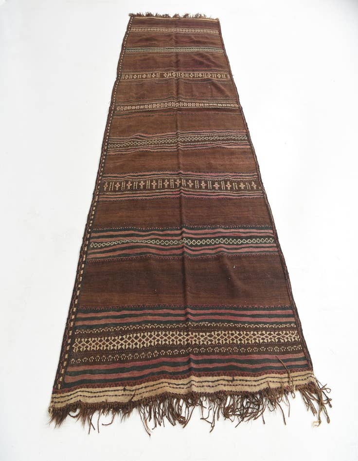 Detail image of  4' 7 x 11' 3  Hand Knotted Kilim Fars Persian Wool Runner Rug